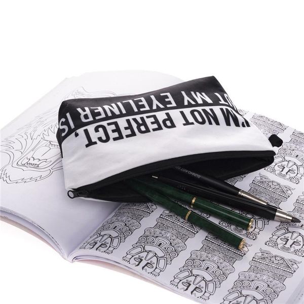 

design simple letters women's makeup bag cosmetics makeup brush storage save masks purse portable travel mobile bag zipper