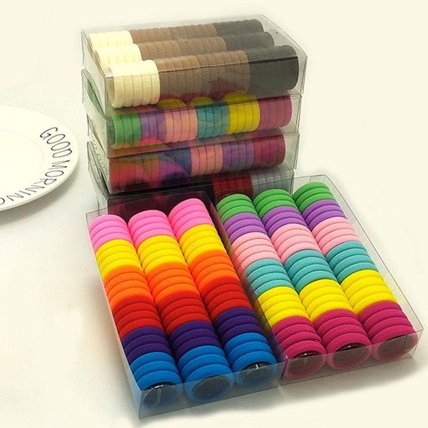 

elastic rubber bands candy hair accessories girl hair rope hairband 66pcs box cute kids band, Slivery;white