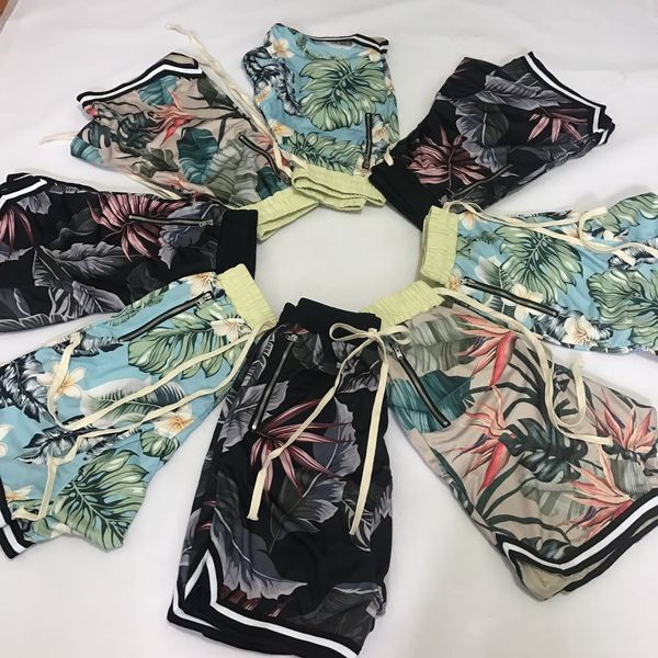 

high street fashion men's and women's fog flower shorts suspended sports shorts elastic waist summer suspended shorts, White;black