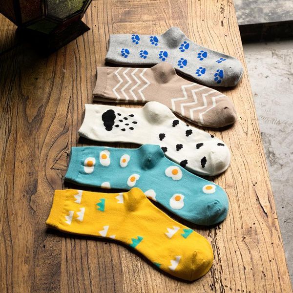 

socks & hosiery peonfly 2021 autumn women cartoon animal cute cow for girls warm cotton sock ladies christmas gifts, Black;white