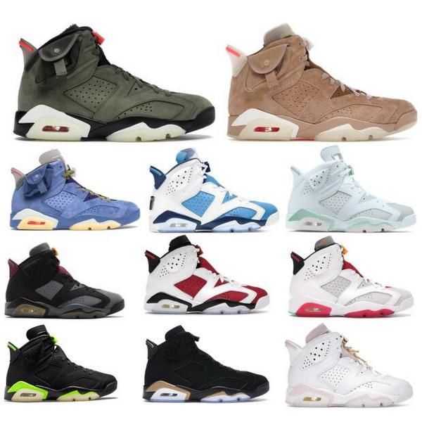 

jumpman travis scotts 6 6s basketball shoes men women carmine british khaki electric green bordeaux hare black 2021 scarpe tenis trainers sn
