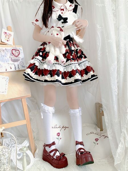 

gothic punk style loli japanese female girls cosplay anime lolita shoes harujuku woman goth dark inferior thick fivela bow scsg, Black