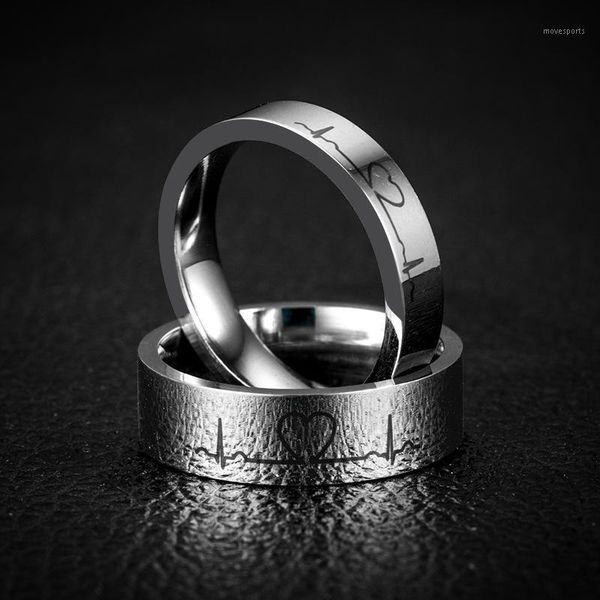 

cluster rings fashion stainless steel ring ecg shape wedding engagement party jewelry accessories for couple men women1, Golden;silver