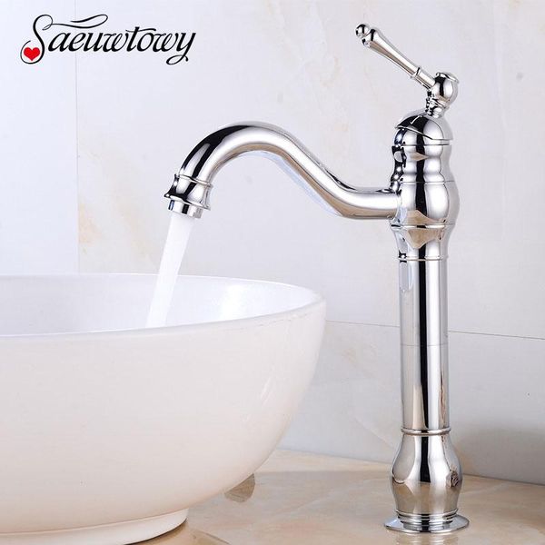 

bathroom sink faucets saeuwtowy tall basin faucet deck mounted mixer taps cold & water single holder swivel