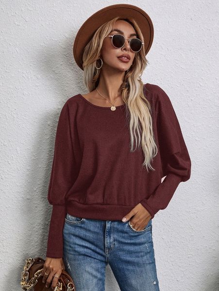 

solid batwing sleeve pullover z31c#, White;black