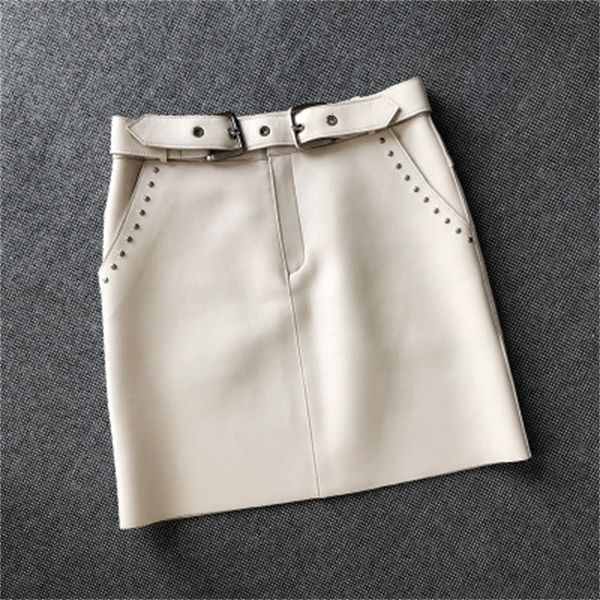 

2021 female spring genuine royal sheep hide skirt e49 iktl, Black
