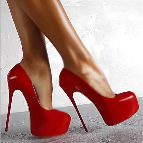 

16cm super high heels women's high heels high heels red platform shoes varnish women's fashion party shoes women's wedding sh, Black