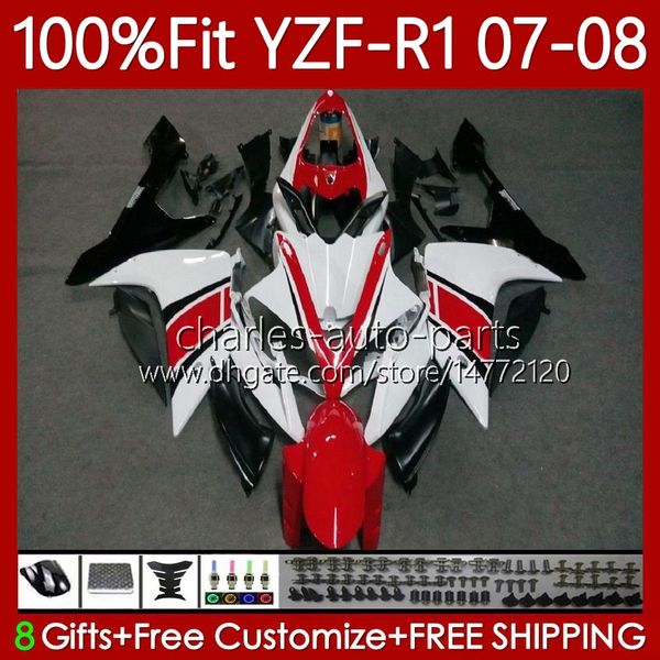 OEM bodywork 100% apto para yamaha yzf-r1 yzf1000 yzf r 1 1000 cc 07-08 moto corpo 91NO.5 yzf r1 1000cc yzfr1 07 08 yzf-1000 2007 2008 injeção de molde de justo kit branco lustroso branco