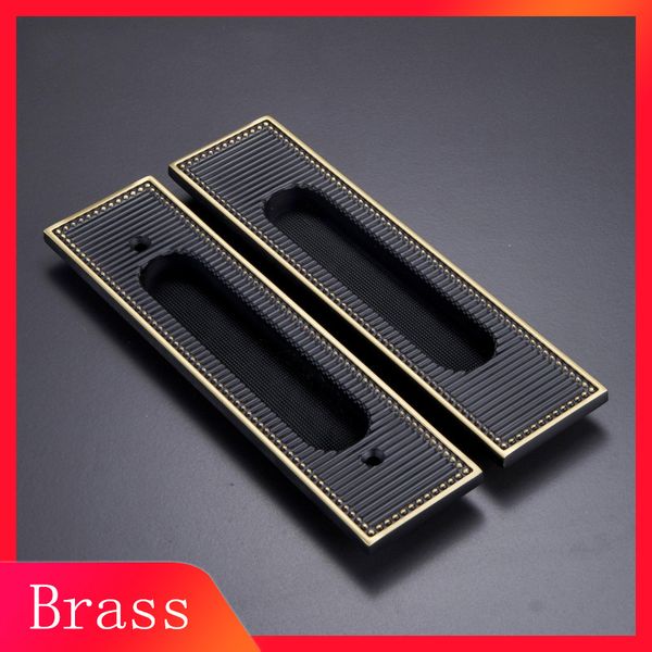 

1 pair american style brass sliding door pull handle wood hidden black door handles for interior doors handle