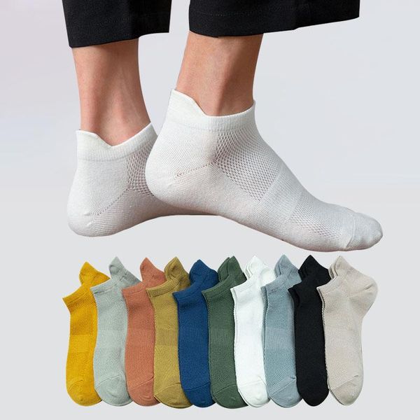 

men's socks breathable short ankle cotton spring summer boat mesh sock casual sports male sokken gift, Black