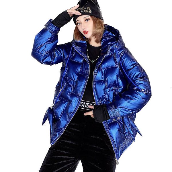 

2021 Winter Jackets New Glossy Ladies Down Cotton Jacket Female Short Coats Bao Yan Coat Women Parkas Fashion Tops XX2F, Black
