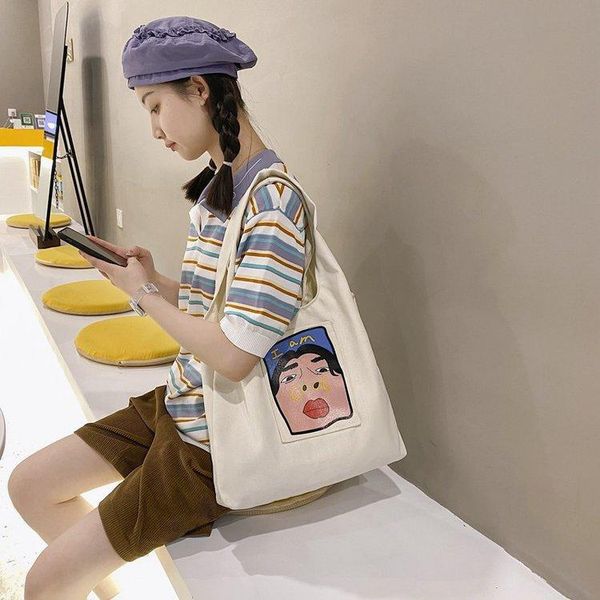 

evening bags korean fashion shoulder bag women cartoon people print large-capacity shopper handbag bolsa feminina sac main