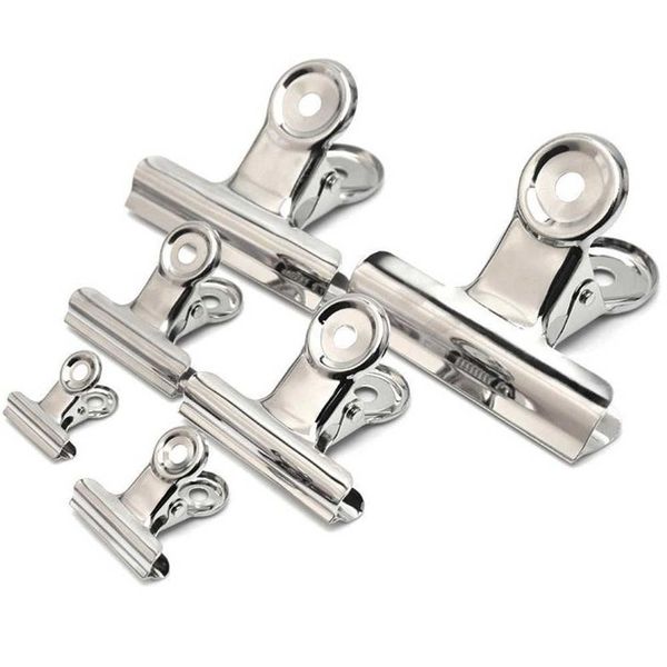 

1000pcs 22/31/38/50/63mm round metal grip clips silver bulldog clip stainless steel ticket paper clip for tags bags office