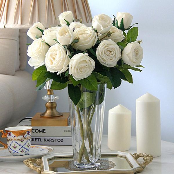 

decorative flowers & wreaths artificial rose flower bouquet fake for bridal wedding sweet home decoration peony