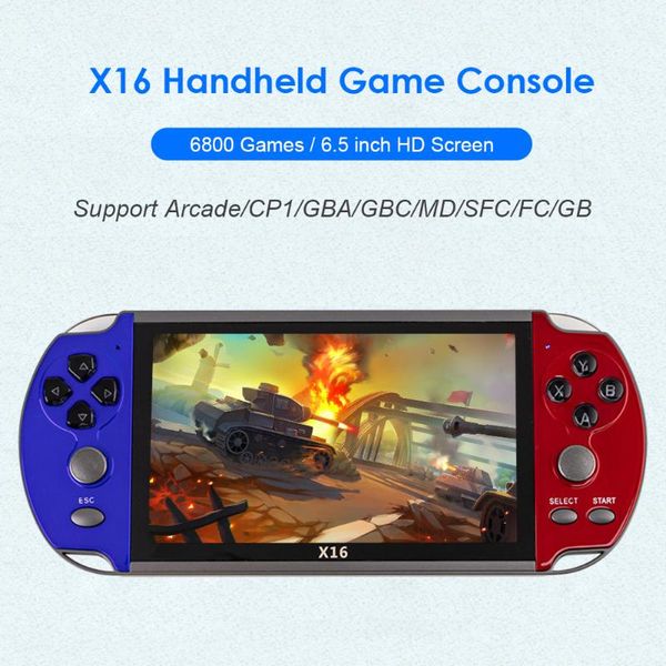 

portable game players x16 retro handheld console 6.5 inch display 8gb pocket with built-in 6800