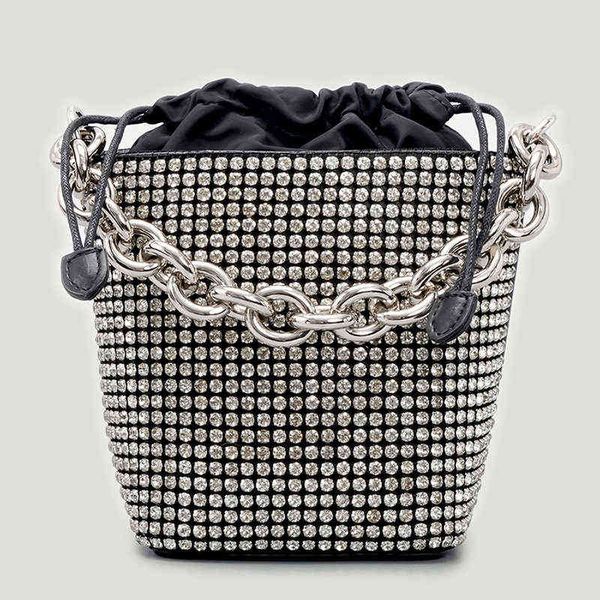 

shopping bags diamonds bucket handbags luxury designer shiny rhinestone shoulder small square ladyies purses woman clutch220307