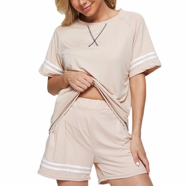 

women's tracksuits clothing 2021 summer the solid color ms casual suit fashion movement short sleeve shorts, Gray