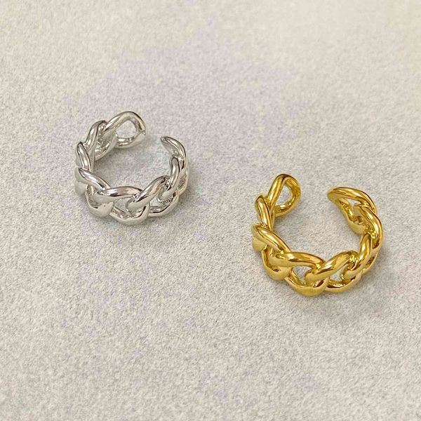 

chain opening ring men's and women's two-color personalized adjustable coarse hemp ring jewelry, Golden;silver