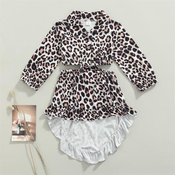

girl's dresses girls casual fashion leopard print turn-down collar long sleeve hollow out ruffles dress for kids brown 1-6 years, Red;yellow