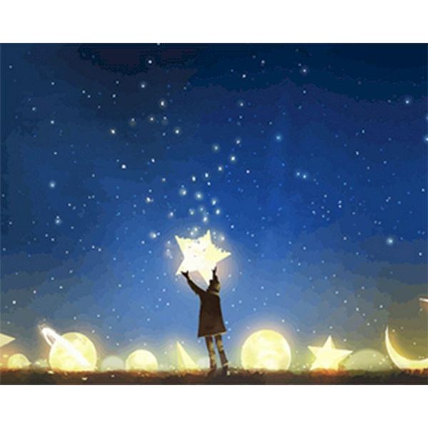 

paintings gatyztory frame diy painting by numbers stars landscape wall art picture acrylic home decors artwork gift