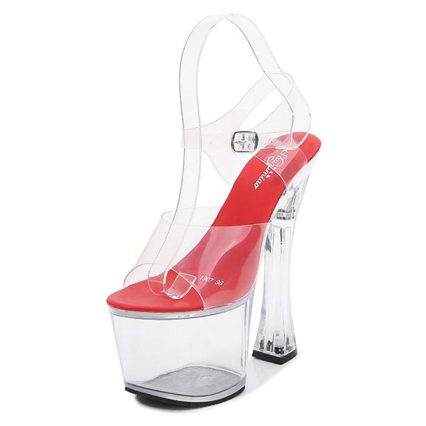 

sandals mclubgirl large size 43 women shoes high heels catwalk model transparent crystal woman wedding lfd-10367-56, Black