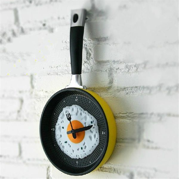 

wall clocks novelty fashion clock home decor creative fried egg pan shape hanging