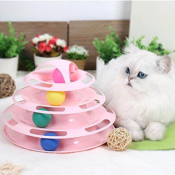 

cat toys pet toy round 4 layer track amusement board funny ball turntable