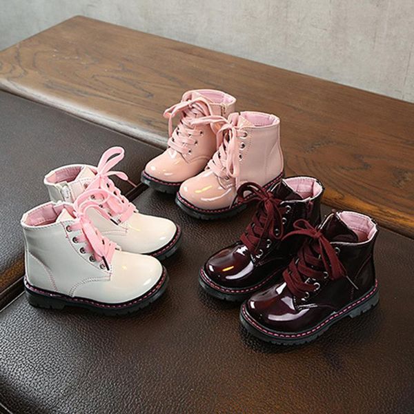 

boots children fashion shoes for boys pu leather girls kids autumn winter toddler baby soft bottom short, Black;grey