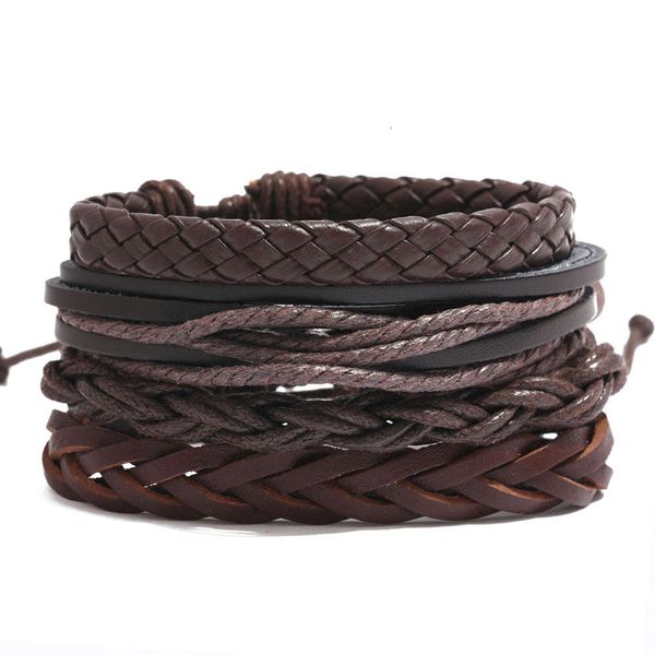 

woven suit leather bracelet diy bracelet leather accessories, Golden;silver
