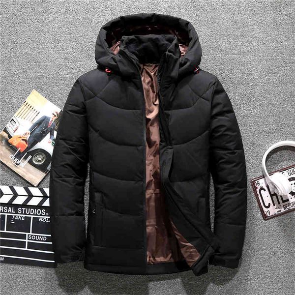 

down tace jacket men's & shark brand thick men's winter jackets coats windbreaker parka men with hat overcoats, Black