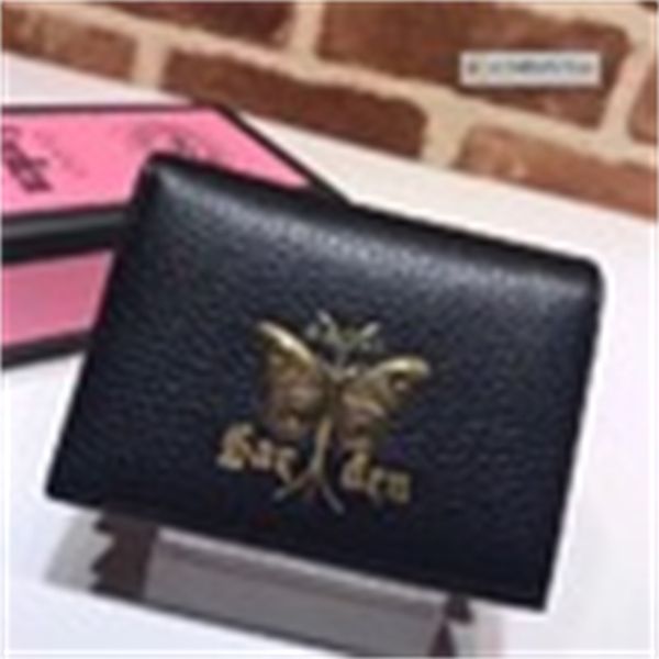 

516938 brand designer luxury lwwa leather celebrity design letter butterfly insect metal buckle short two fold wallet cowhide pu, Red;black