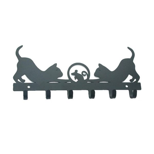 

hooks & rails key holder for cat (6-hook rack) decorative,metal hanger front door, kitchen,store house,work,car,vehicle keys