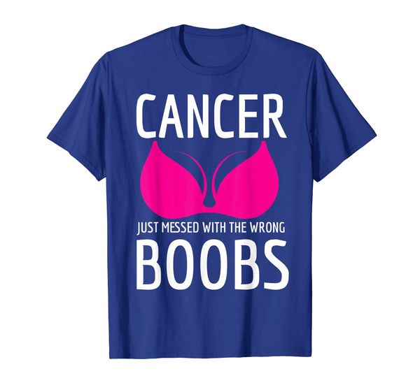 

cancer just messed with the wrong boobs t-shirt, White;black