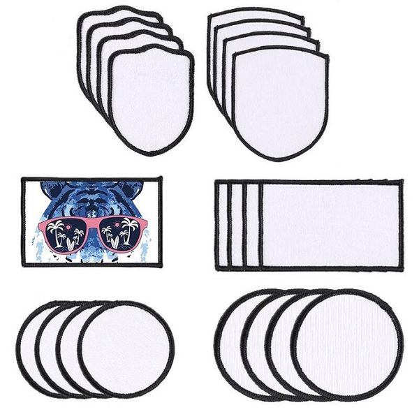 

sublimation patch blanks fabric iron-on blank patches 3 shapes repair thermal transfer pad for clothes hats uniforms backpacks black frame