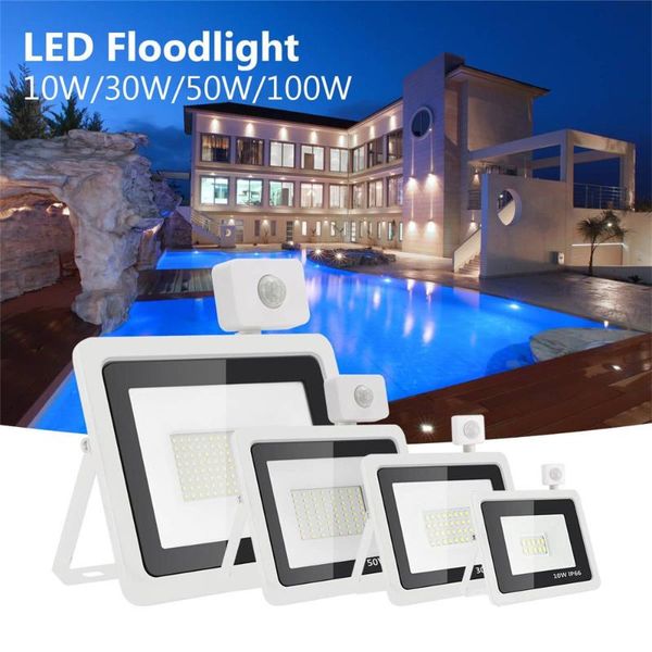 

floodlights 10/30/50/100w led flood light ac165~265v motion sensor security lamp waterproof ip65 spotlight lighting for garden yard garage