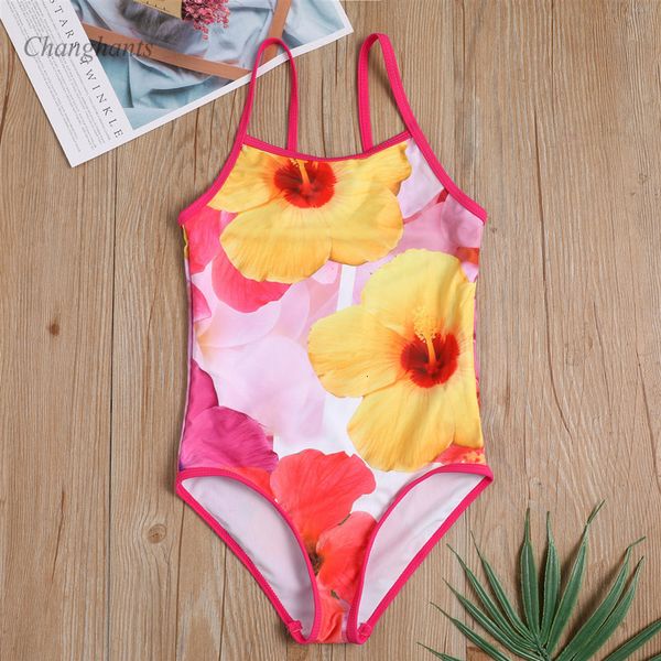 

girls one piece swimsuit kids swimwear 4-14 y children bathing suit with flower pattern baby sandy beachwear teen swim