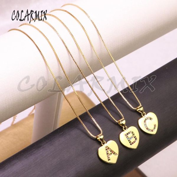 

pendant necklaces 10 pieces heart pendants necklace rainbow letters alphabet 18" for women stone jewelry gift 5339, Silver
