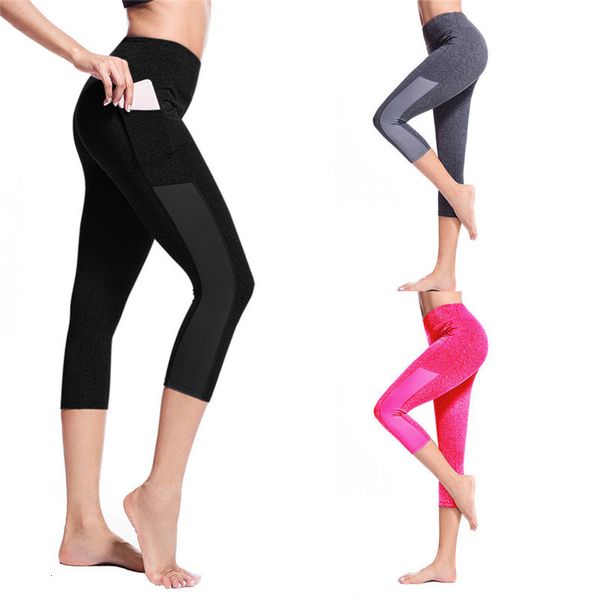 

knives women tight ee running stretch seven-point leggings broek yoga sports clothing & 4m28, Black