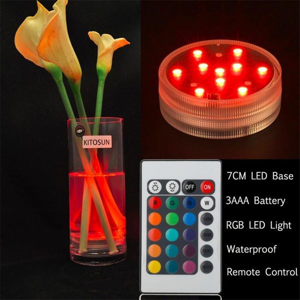 

strings remote controlled white, warm rgb color changing waterproof led under vase light base for wedding centerpiece decoration