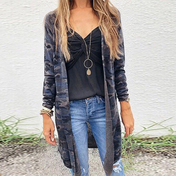 

women's jackets fashion womens camoufla printed smock spring autumn long sleeve cardigan coat loose outerwear plus size #4, Black;brown