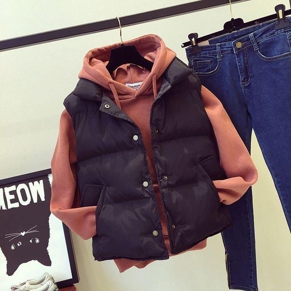 

vest women's 2021 new korean-style down jacket cotton-padded clothes autumn and winter short quilted cotton cloth, Black;white