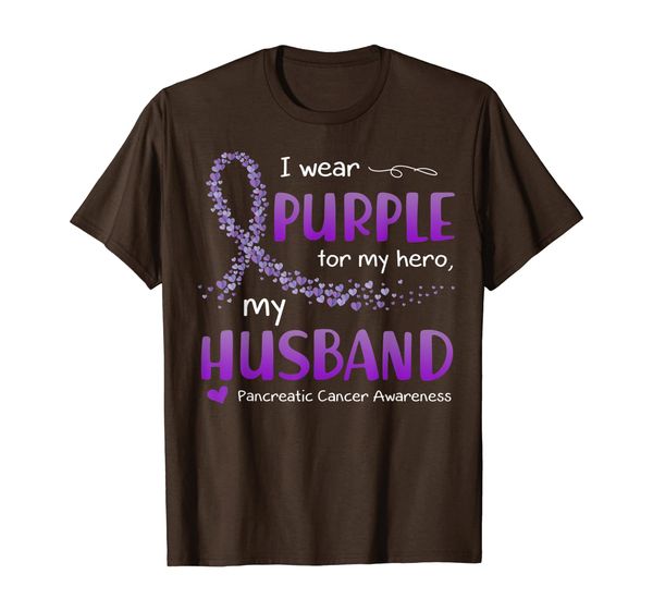 

i wear purple for my husband pancreatic cancer awareness t-shirt, White;black