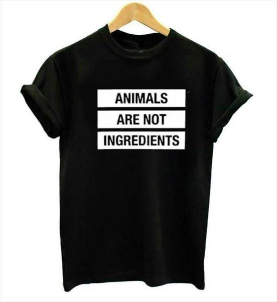

animals are not ingredients letter men print short sleeve o neck loose summer tee, White;black