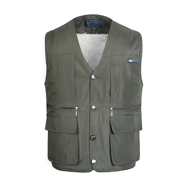

2021 new fleece multi pocket men vest autumn winter male casual thick warm varsity waistcoat with many pockets padded sleeveless jacket m4ly, Black;white