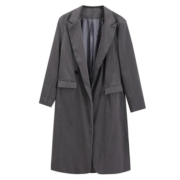 

women's suits & blazers lauri laki long blazer women plus size elegant office wear single button coats vintage formal autumn spring, White;black