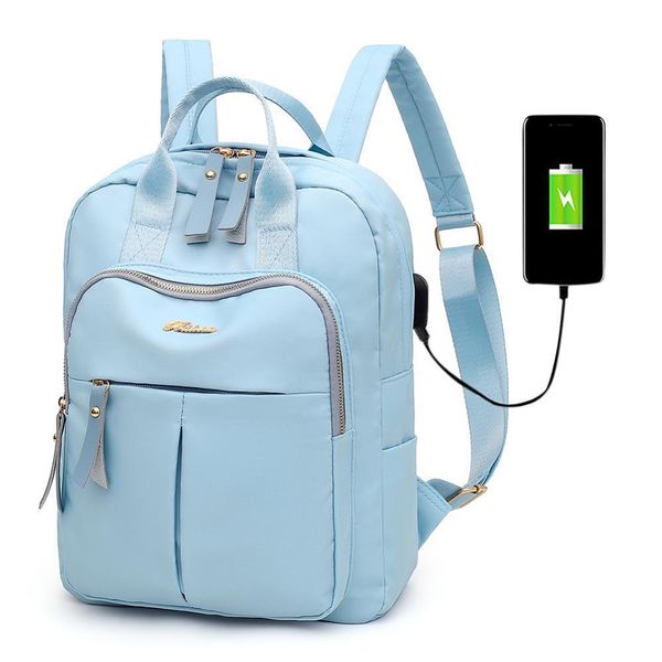 

fashion oxford cloth backpack school bag large capacity usb charging women anti theft student travel shoulder bags