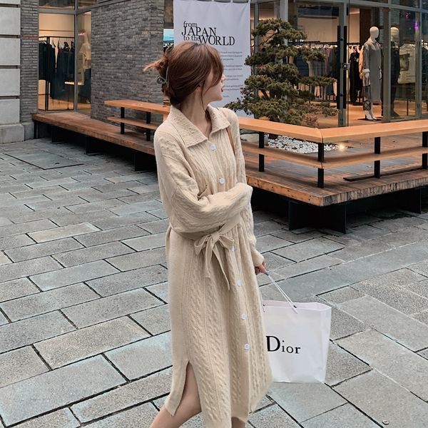 

Female Clothes 2021 Autumn Winter Mid-knit Fashion Cardigan Sweater Lace Even Play 3n62, Black;gray