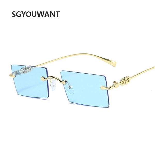 

sunglasses sgyouwant ins rimless rectangle women fashion clear ocean lens tinted sun glasses men retro eyewear uv400, White;black