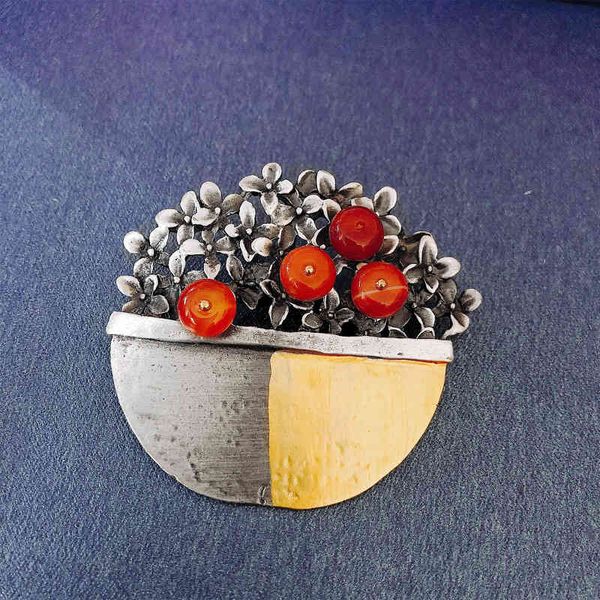 

factory wholesale geometric color matching stone exaggerated brooch women's coat simple accessories hea/rtsch/rome