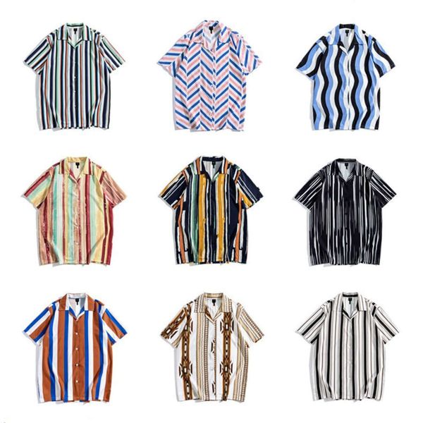 

shirtsbrand hong kong style vertical stripe female korean fashion loose color matching cuban collar shirt male, White;black